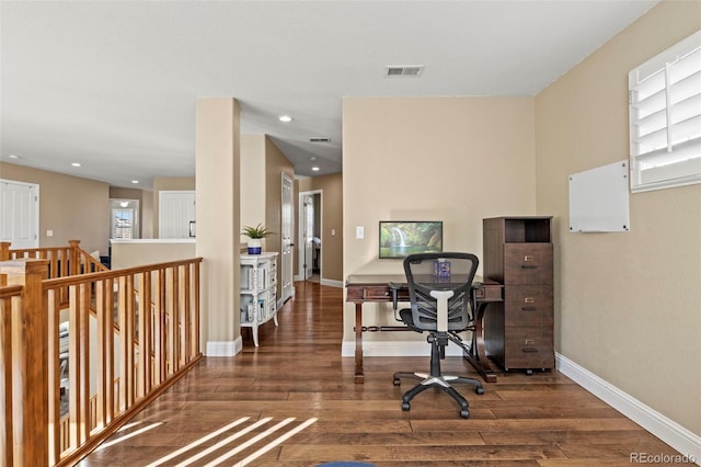 office featuring dark wood-type flooring