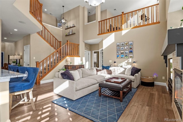 living room with wood-type flooring