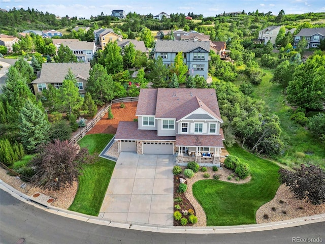 drone / aerial view with a residential view