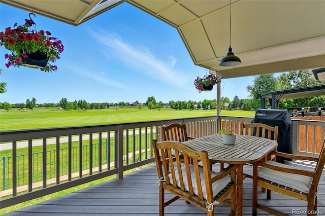 6776 Salvia Ct, Arvada, CO 80007 - wooden terrace with golf course view and a yard