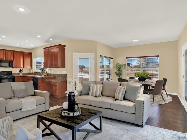 living room featuring light hardwood / wood-style floors