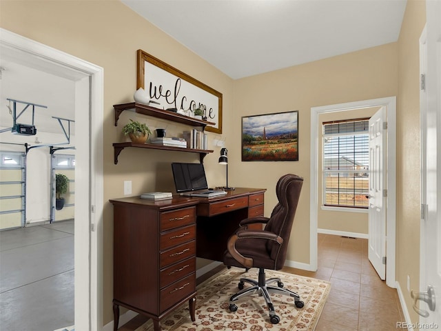 office area featuring light tile patterned floors