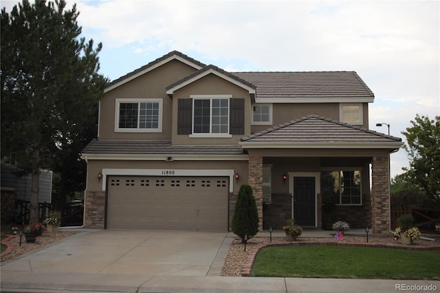 view of front facade featuring a garage