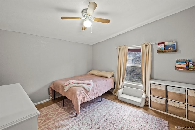 9765LAPINTURAPT La Pintura Pt, Fountain, CO 80817 - bedroom featuring vaulted ceiling, wood finished floors, and a ceiling fan