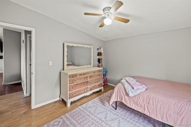 9765LAPINTURAPT La Pintura Pt, Fountain, CO 80817 - bedroom featuring lofted ceiling, wood finished floors, a ceiling fan, and baseboards