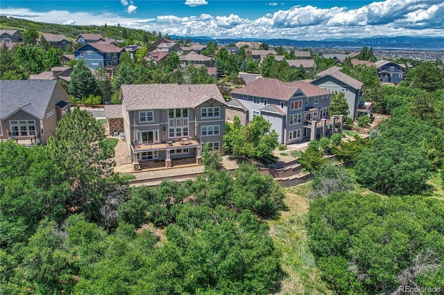 bird's eye view with a mountain view