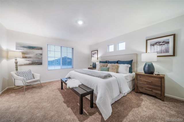 carpeted bedroom with multiple windows