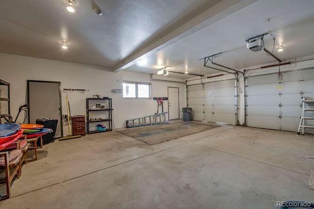 garage with a garage door opener