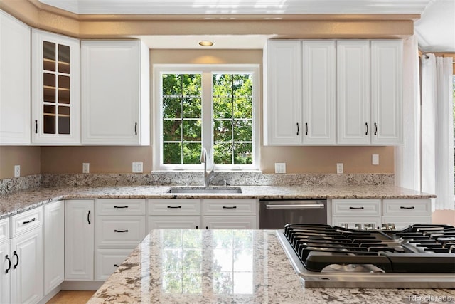 5120 Langdale Way, Colorado Springs, CO 80906 - kitchen featuring appliances with stainless steel finishes, glass insert cabinets, and white cabinets