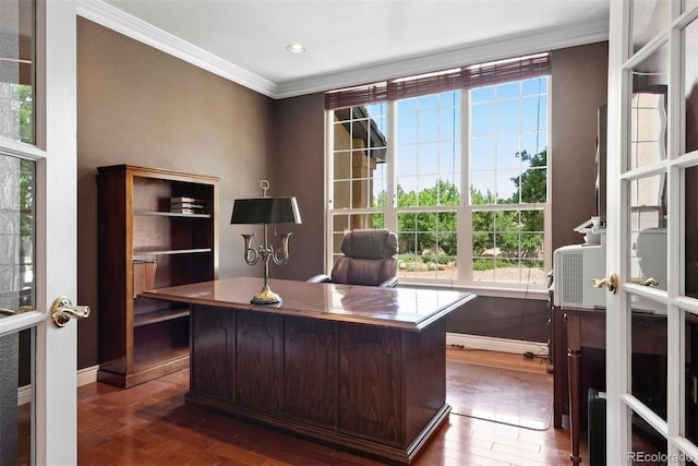 5120 Langdale Way, Colorado Springs, CO 80906 - office with dark wood-type flooring and crown molding