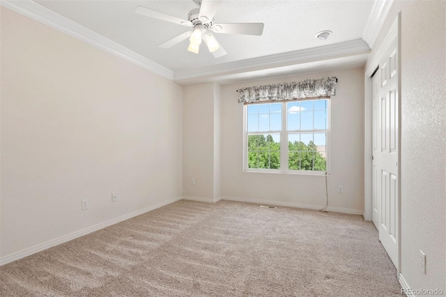 5120 Langdale Way, Colorado Springs, CO 80906 - spare room with ornamental molding, light colored carpet, and a ceiling fan