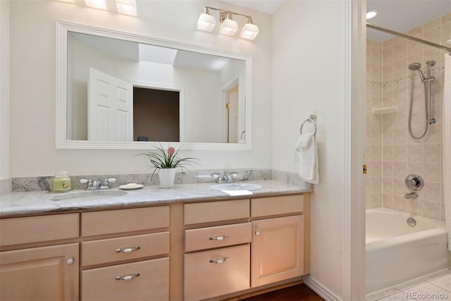 5120 Langdale Way, Colorado Springs, CO 80906 - full bath featuring double vanity, shower / washtub combination, and tile patterned floors