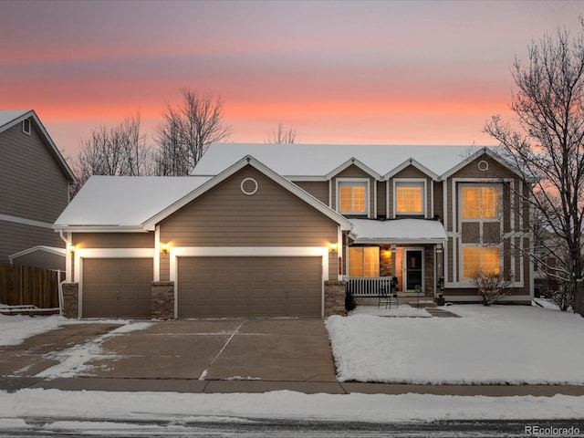 view of front of house featuring a garage