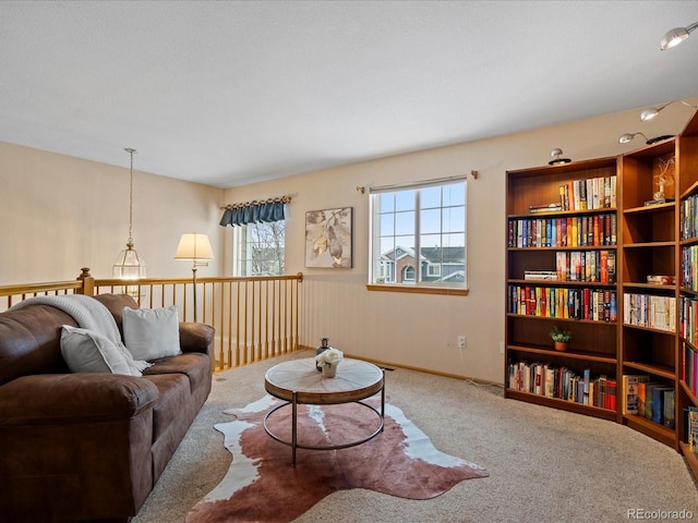 living room with carpet flooring