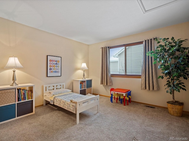 bedroom with carpet