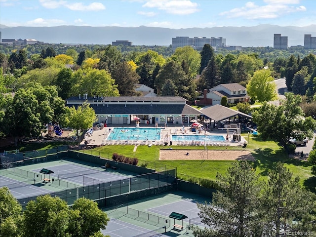 5884 S Hanover Way, Greenwood Village, CO 80111 - bird's eye view of a pool area and mountains