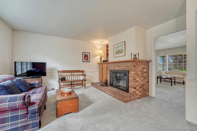 7100 S Hudson Cir, Centennial, CO 80122 - carpeted living room with a brick fireplace