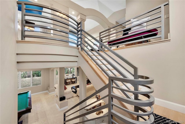stairs with baseboards