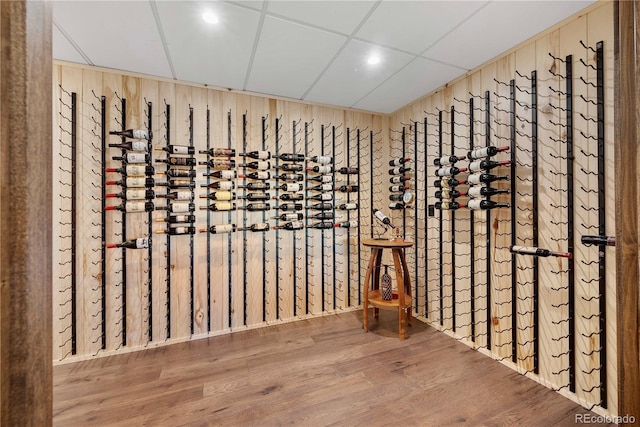 wine room featuring recessed lighting and wood finished floors