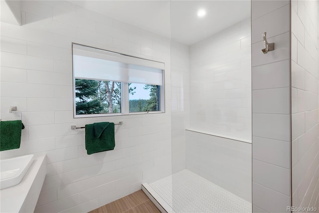 bathroom featuring a walk in shower