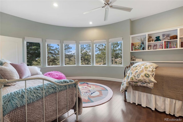 814 Neville Ln, Golden, CO 80401 - bedroom with recessed lighting, dark wood-style floors, and ceiling fan