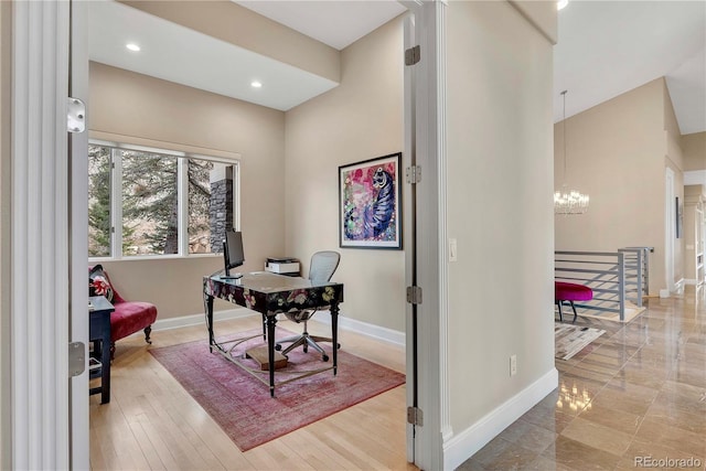 814 Neville Ln, Golden, CO 80401 - office space featuring a chandelier and recessed lighting