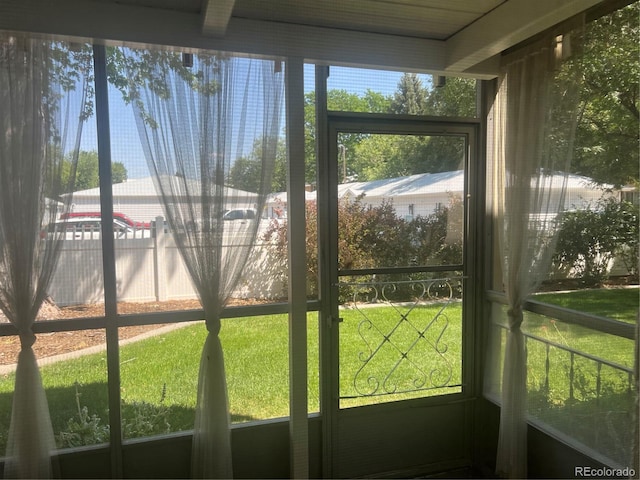 view of unfurnished sunroom