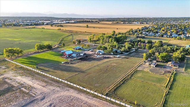 birds eye view of property featuring a rural view