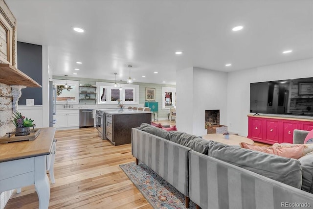 living room featuring light hardwood / wood-style floors