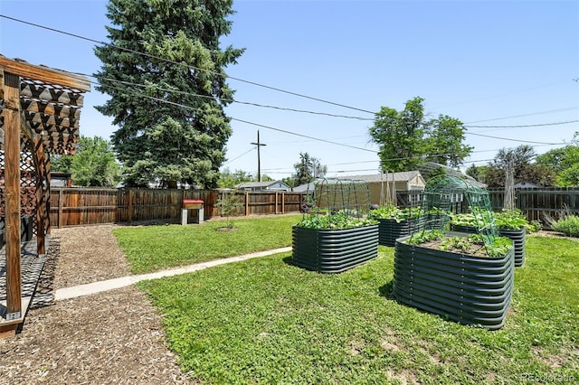 1240 Ulster St, Denver, CO 80220 - fenced backyard with a vegetable garden