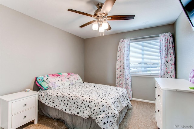 25046 E Bayaud Pl, Aurora, CO 80018 - bedroom with light colored carpet, baseboards, and ceiling fan