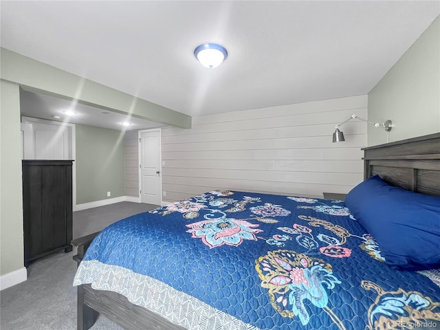 7085 Kiowa Rd, Larkspur, CO 80118 - carpeted bedroom featuring baseboards and wood walls