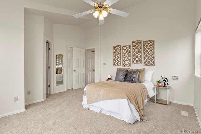 3244 Capstan Way, Colorado Springs, CO 80906 - carpeted bedroom with ceiling fan and high vaulted ceiling