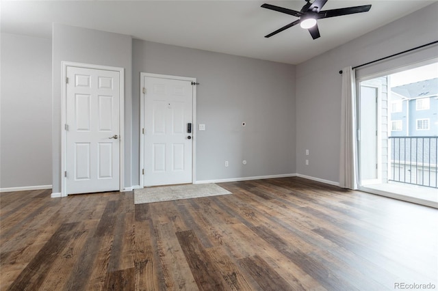 4451 S Ammons St Unit 2-204, Littleton, CO 80123 - unfurnished room with ceiling fan and dark wood-style floors