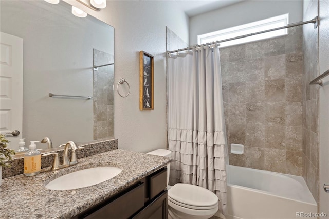 2200 Cadman St, Berthoud, CO 80513 - full bath with toilet, vanity, and shower / tub combo with curtain