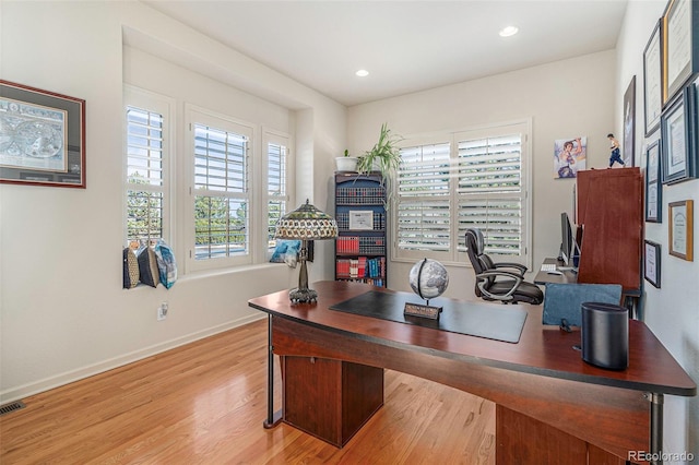 office featuring light wood-type flooring