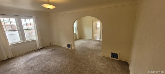 9120 Elm Ct, Denver, CO 80260 - spare room with arched walkways, carpet flooring, and baseboards