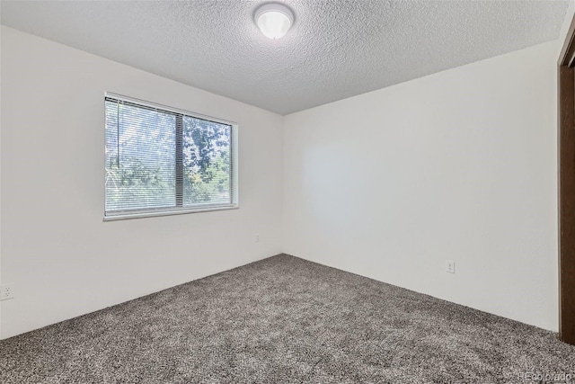 spare room featuring a textured ceiling and carpet floors