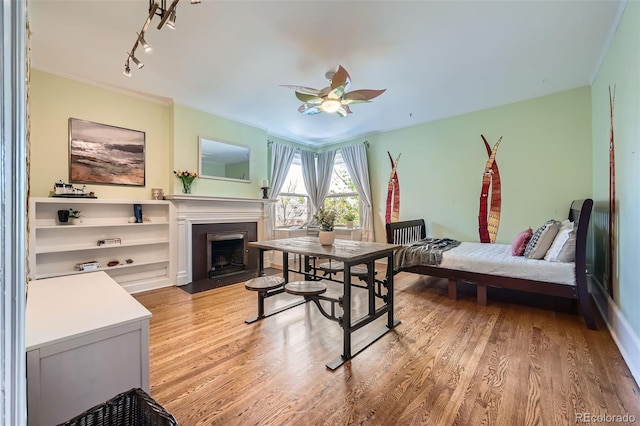 interior space with light wood-style floors and a fireplace with flush hearth