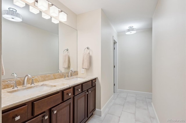 1512 Larimer St Unit 39, Denver, CO 80202 - full bathroom with double vanity and baseboards