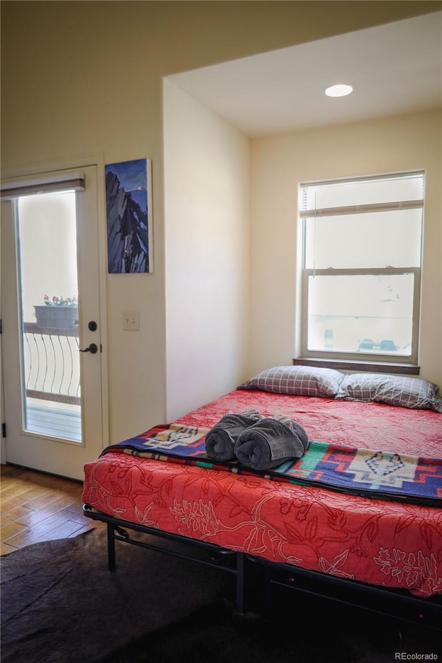 bedroom featuring hardwood / wood-style flooring