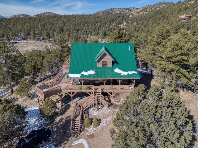 drone / aerial view with a forest view