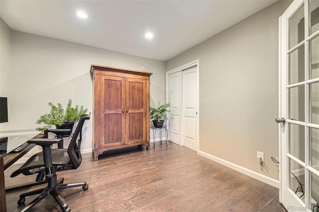 12668 W 1st Pl Unit 81, Denver, CO 80228 - office featuring wood finished floors, baseboards, and recessed lighting