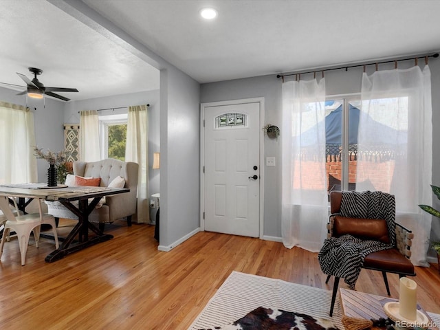 1714 W 102nd Ave, Thornton, CO 80260 - entryway with light wood-type flooring, ceiling fan, and recessed lighting
