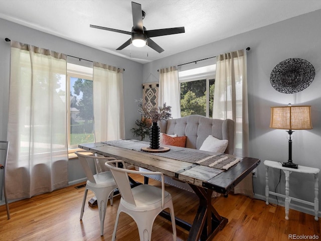 1714 W 102nd Ave, Thornton, CO 80260 - dining space with light wood-style floors and a ceiling fan