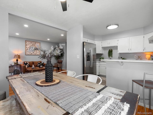 1714 W 102nd Ave, Thornton, CO 80260 - dining area with ceiling fan, recessed lighting, and wood finished floors