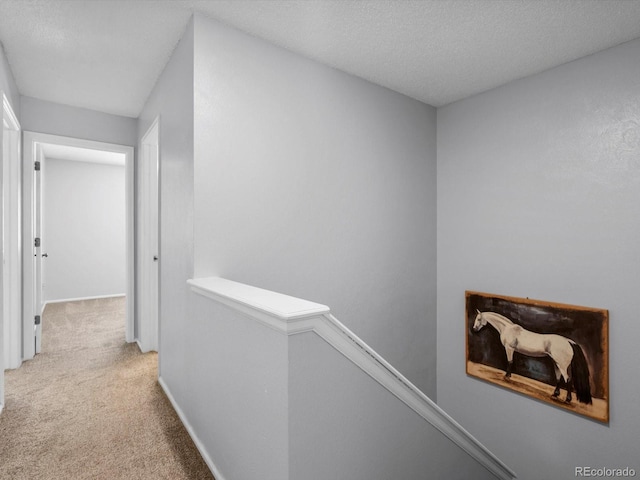 1714 W 102nd Ave, Thornton, CO 80260 - corridor with an upstairs landing, carpet flooring, and a textured ceiling
