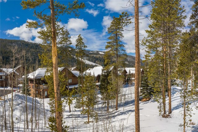 exterior space featuring a mountain view