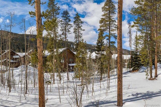 view of snow covered property