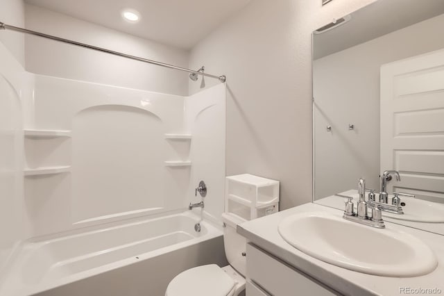 630 Apache Trl Unit D2, Ault, CO 80610 - full bathroom with vanity, shower / washtub combination, and recessed lighting
